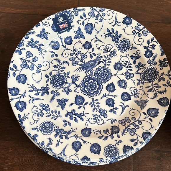lROYAL WESSEX Blue & White Bird Pheasant Dinner Plates Set Of 2 - Picture 1 of 1